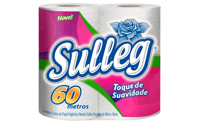 Papel Higiênico Folha Simples Neutro Sulleg 60m Pacote 4 Unidades