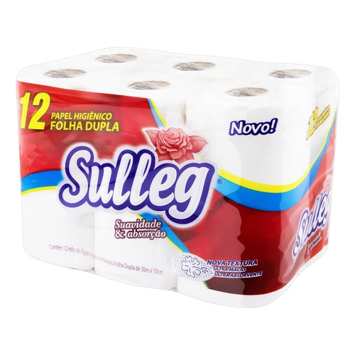 Papel Higiênico Folha Dupla Neutro Sulleg 30m Pacote 12 Unidades