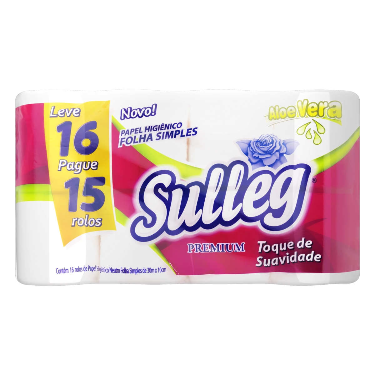 Papel Higiênico Folha Simples Neutro Sulleg Premium 30m Pacote Leve 16 Pague 15 Unidades
