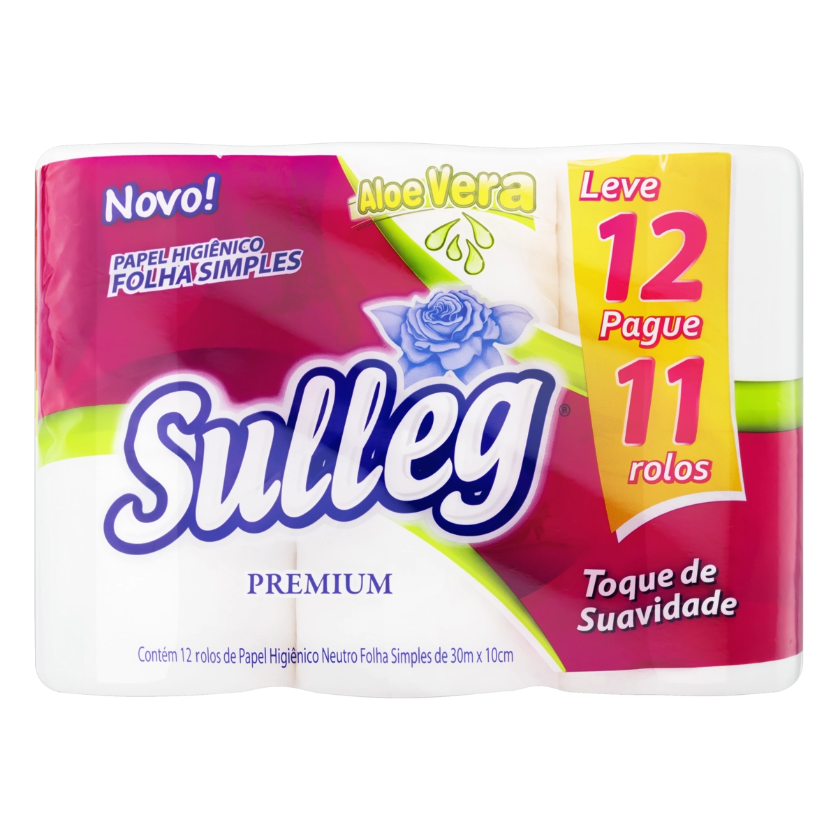Papel Higiênico Folha Simples Neutro Sulleg Premium 30m Pacote Leve 12 Pague 11 Unidades