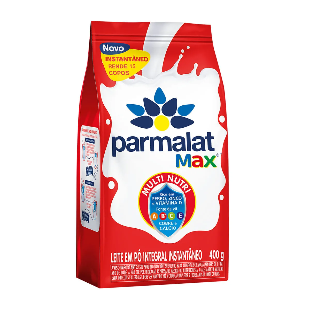 Leite Pó Instantâneo Integral Parmalat Max Pacote 400g