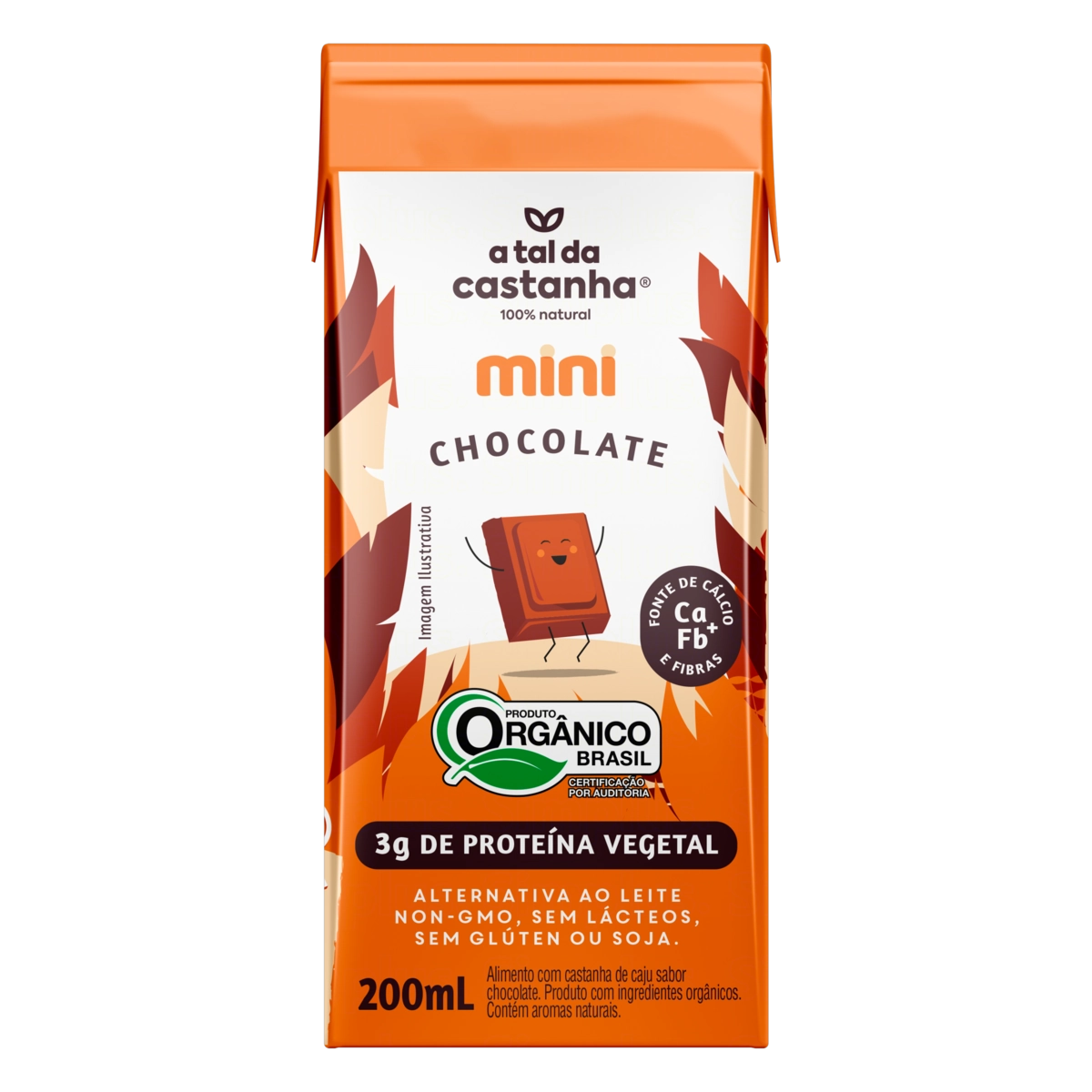 Bebida à Base de Castanha-de-Caju Orgânica Chocolate A Tal da Castanha Mini Caixa 200ml