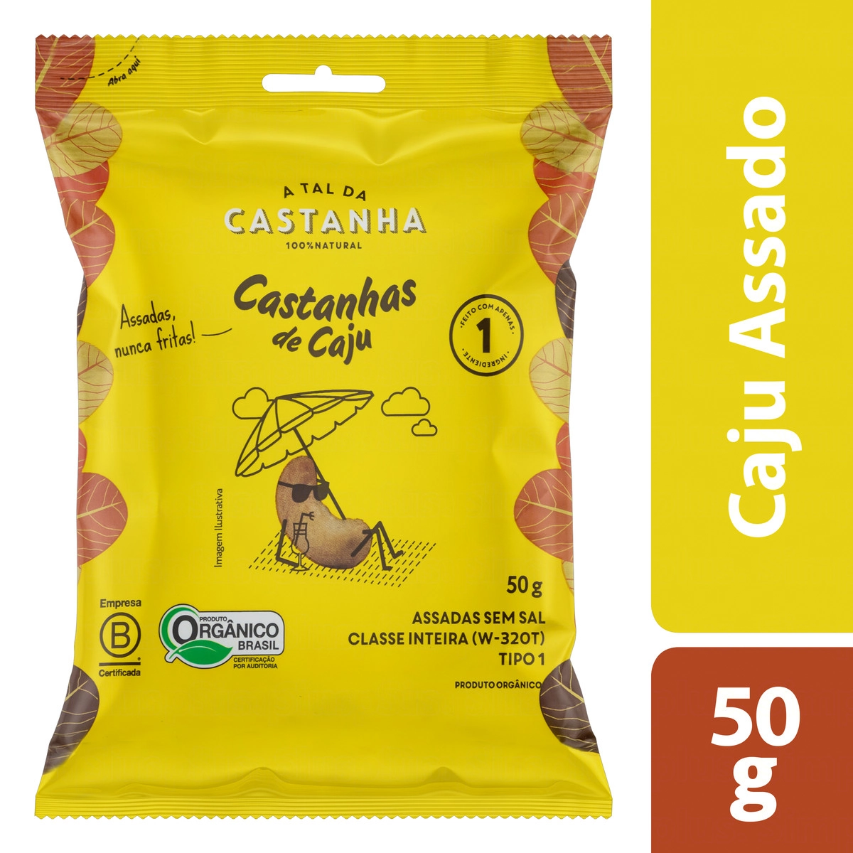Snack Castanha de Caju Assadas Sem Sal A Tal da Castanha 50g