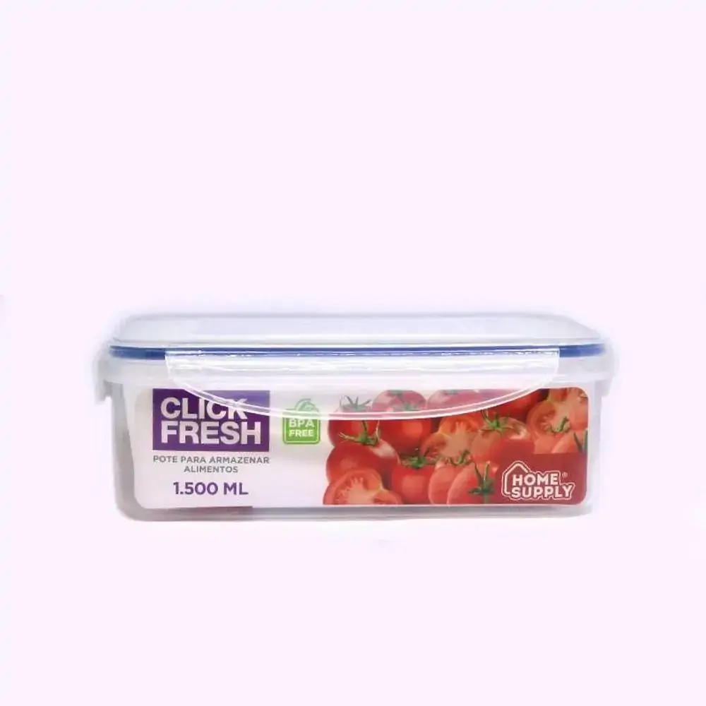 Pote Hermetico Pp De 1.500ml Retangular Baixo.
