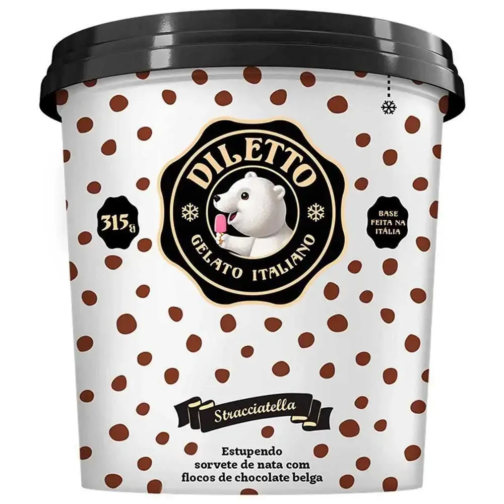 Gelato Italiano Nata Com Flocos De Chocolate Belga Diletto Pote 500ml