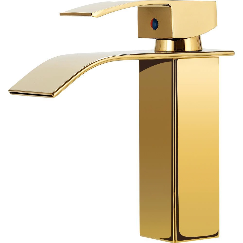 Torneira para banheiro cascata Misturador Monocomando Baixa Paraná Pingoo.casa - Dourada
