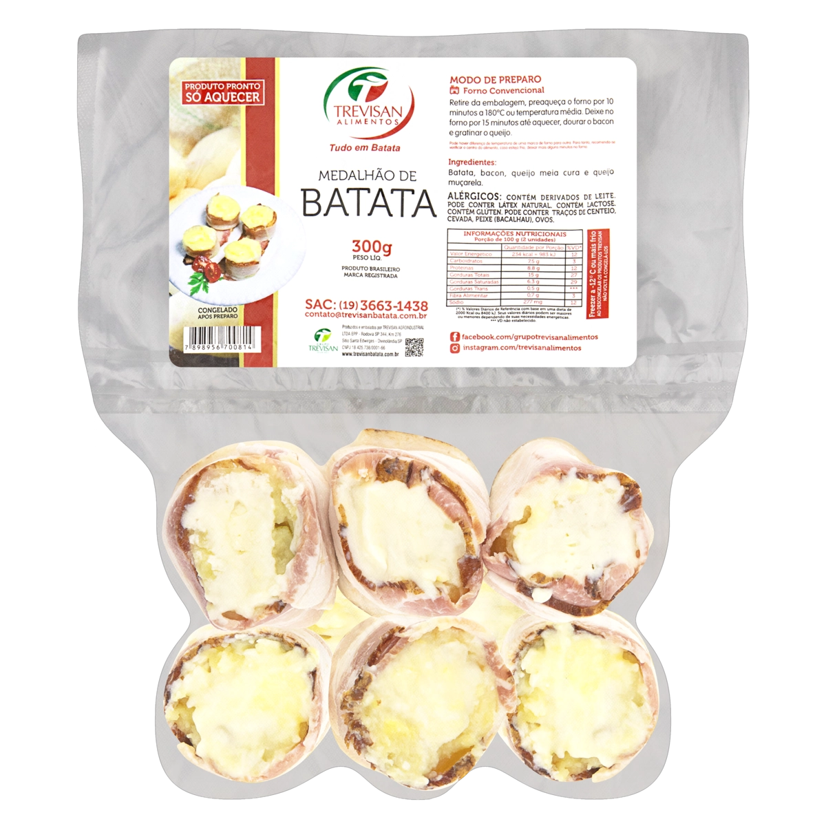 Medalhão De Batata Congelado Trevisan Alimentos Pacote 300g