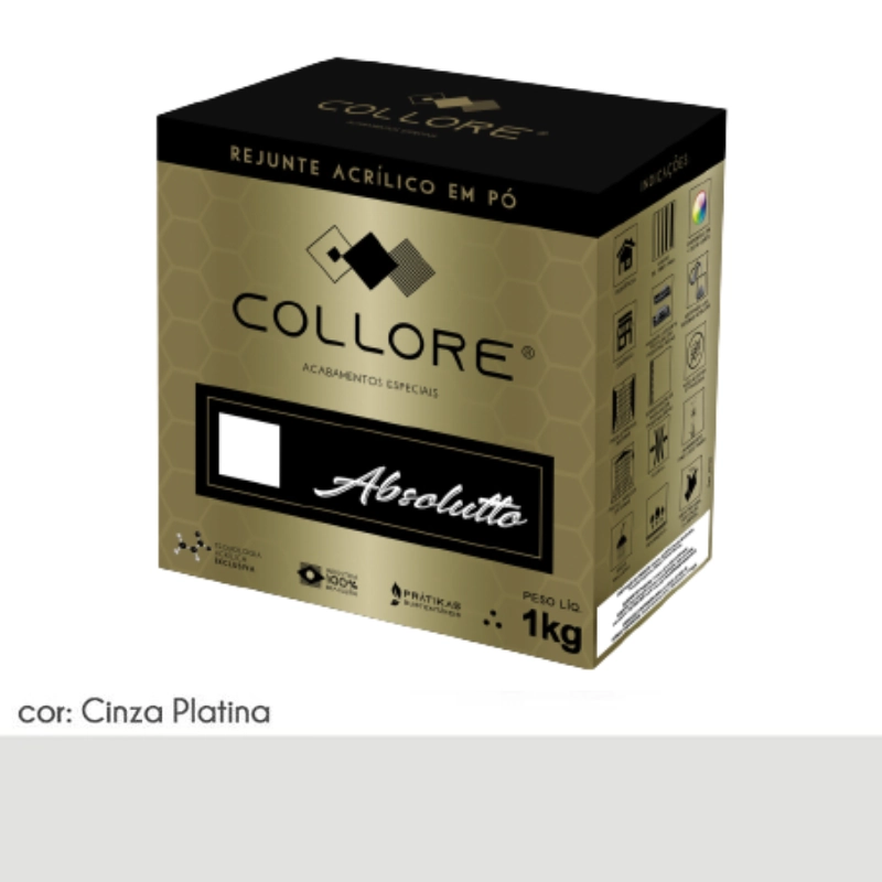 Rejunte Acrílico Pratiko Absoluto Cinza Platina 1kg