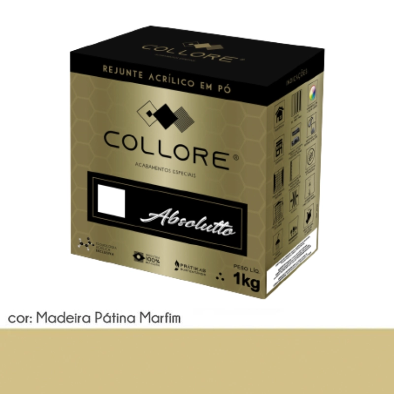 Rejunte Acrílico Absoluto cor Madeira Pátina Marfim - Collore Pratiko - 1kg
