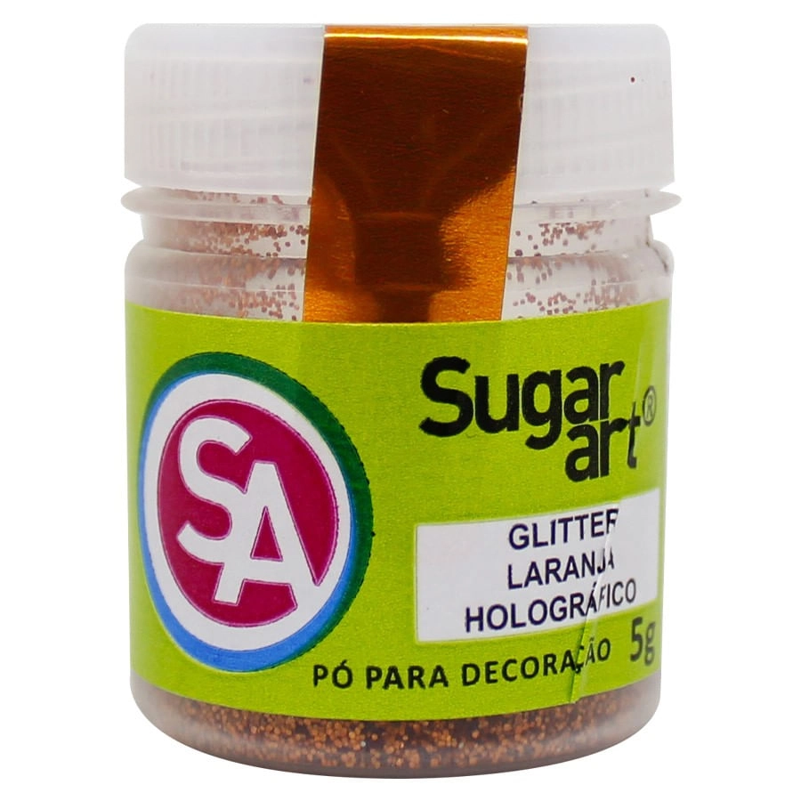 Po P/ Decor Glitter Holog Laranja 5g Sugar Art