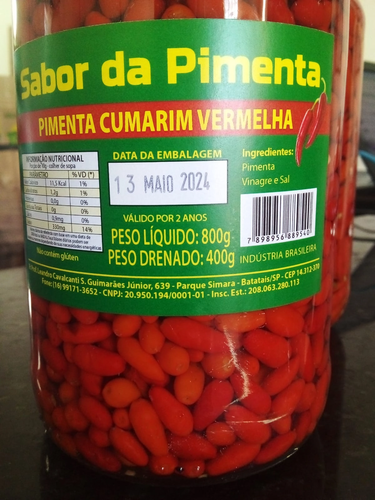 Pimenta Cumarim Sabor Da Pimenta Vd 800g