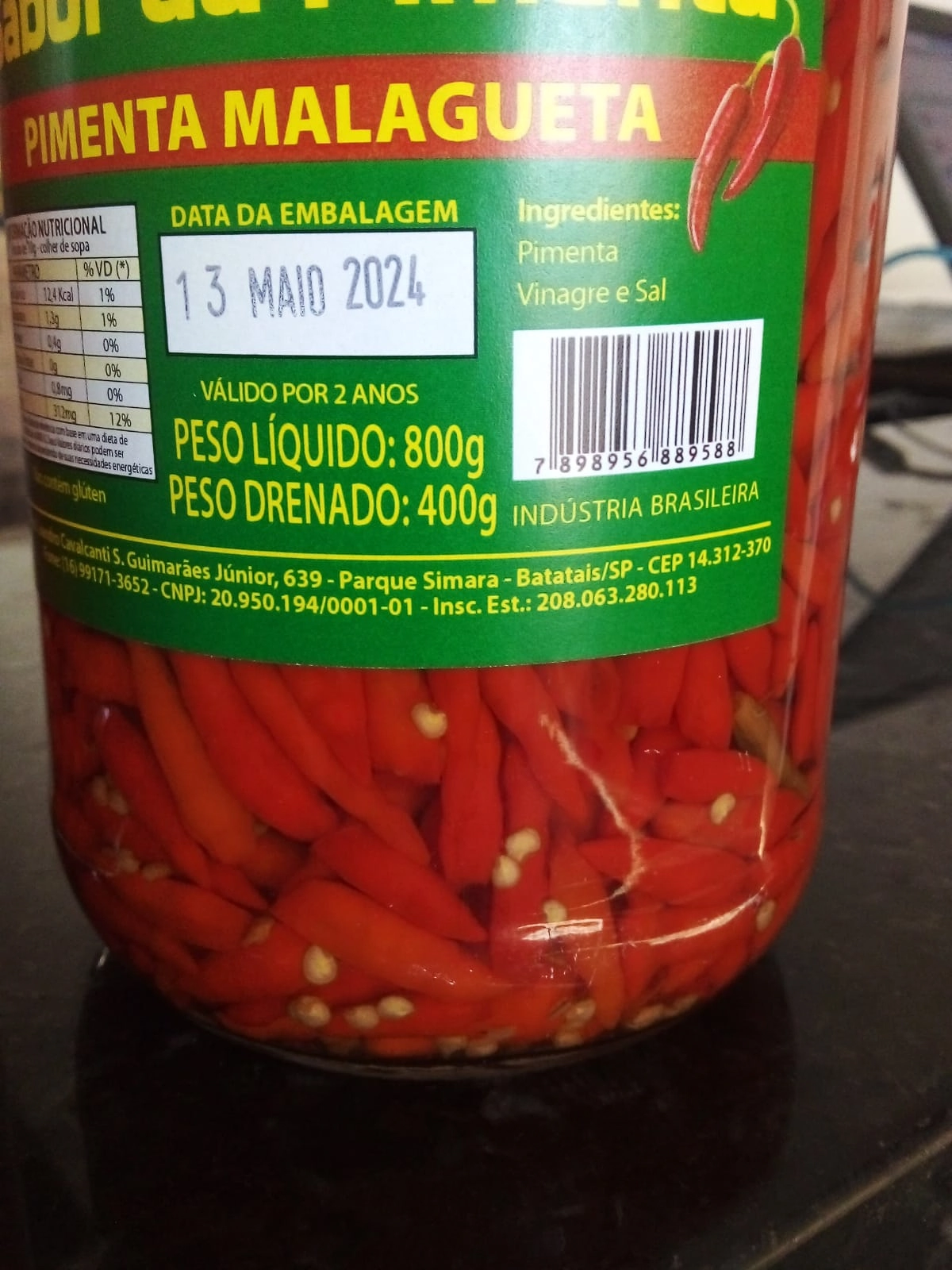 Pimenta Malagueta Sabor Da Pimenta 800g