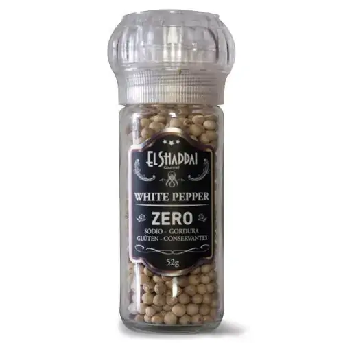 Pimenta Branca White Pepper Com Moedor El Shaddai Gourmet 52g