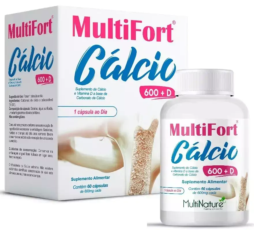 Cálcio 600 + D Suplemento Alimentar 60 Cáps - MultiNature