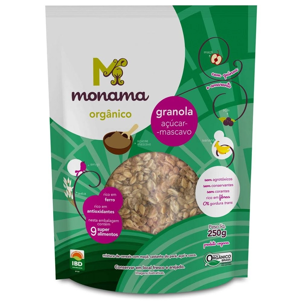 Granola Orgânica Açúcar Mascavo E Amendoim 250g Monama