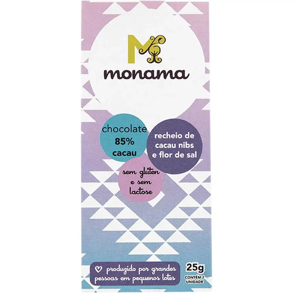 Chocolate 85 Cacau Nibs Sal 25g Monama