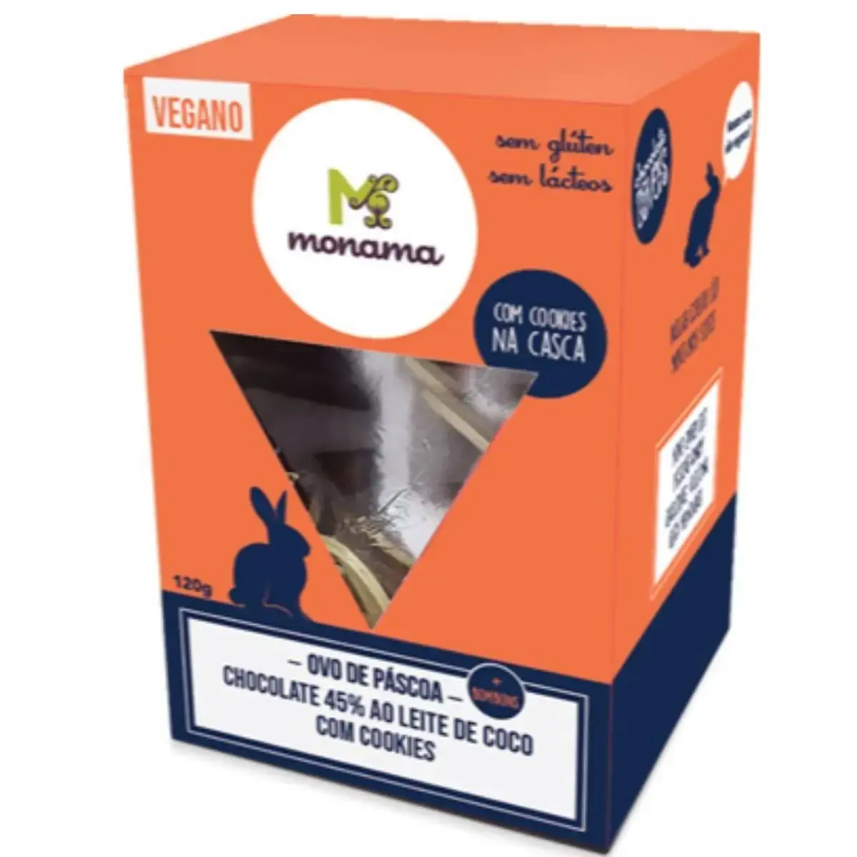 Ovo de Páscoa Vegano Chocolate 45% ao Leite de Coco com Cookies Monama 120g