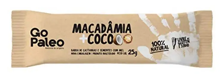 Barra De Nuts Macadâmia E Coco Zero Sódio Go Paleo Pacote 25g