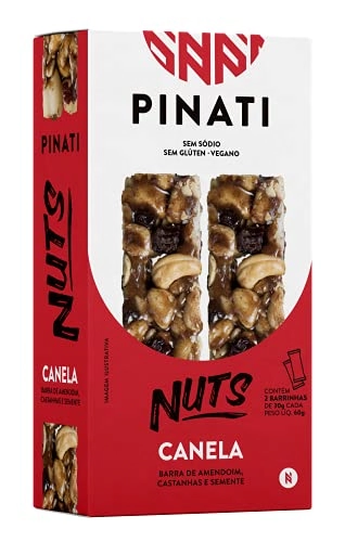 Pack Barra De Nuts Canela Zero Sódio Super Saúde Pinati Pacote 60g 2 Unidades