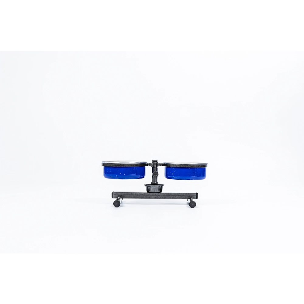 Comedouro Duplo Premium Ajustável Mini 1,2l - NF Pet (Azul)