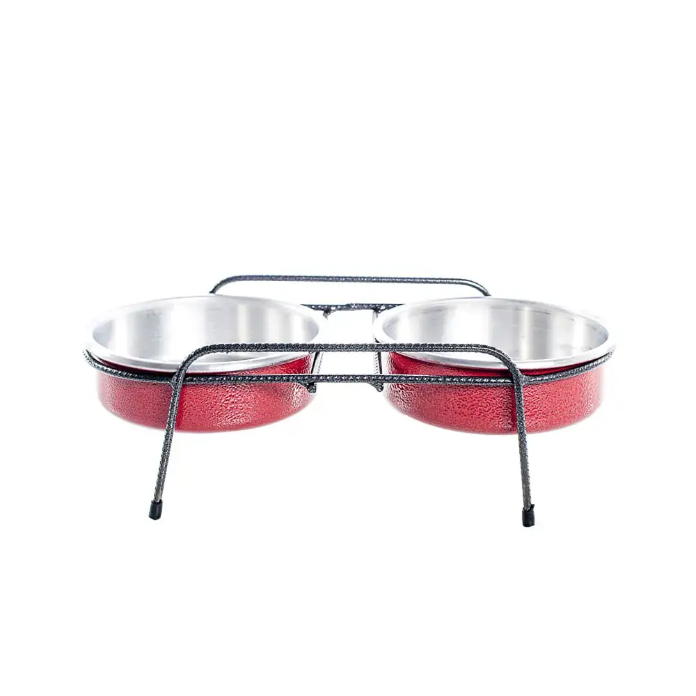 Comedouro Aramado Duplo Nf Pet Vermelho 1,2l