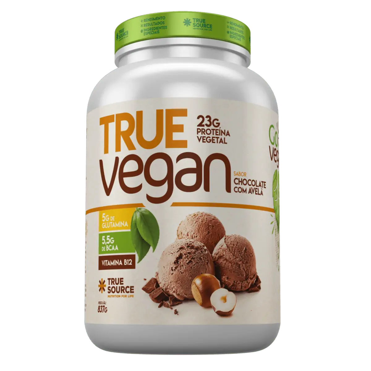 Proteína Vegana True Vegan Chocolate com Avelã 837g
