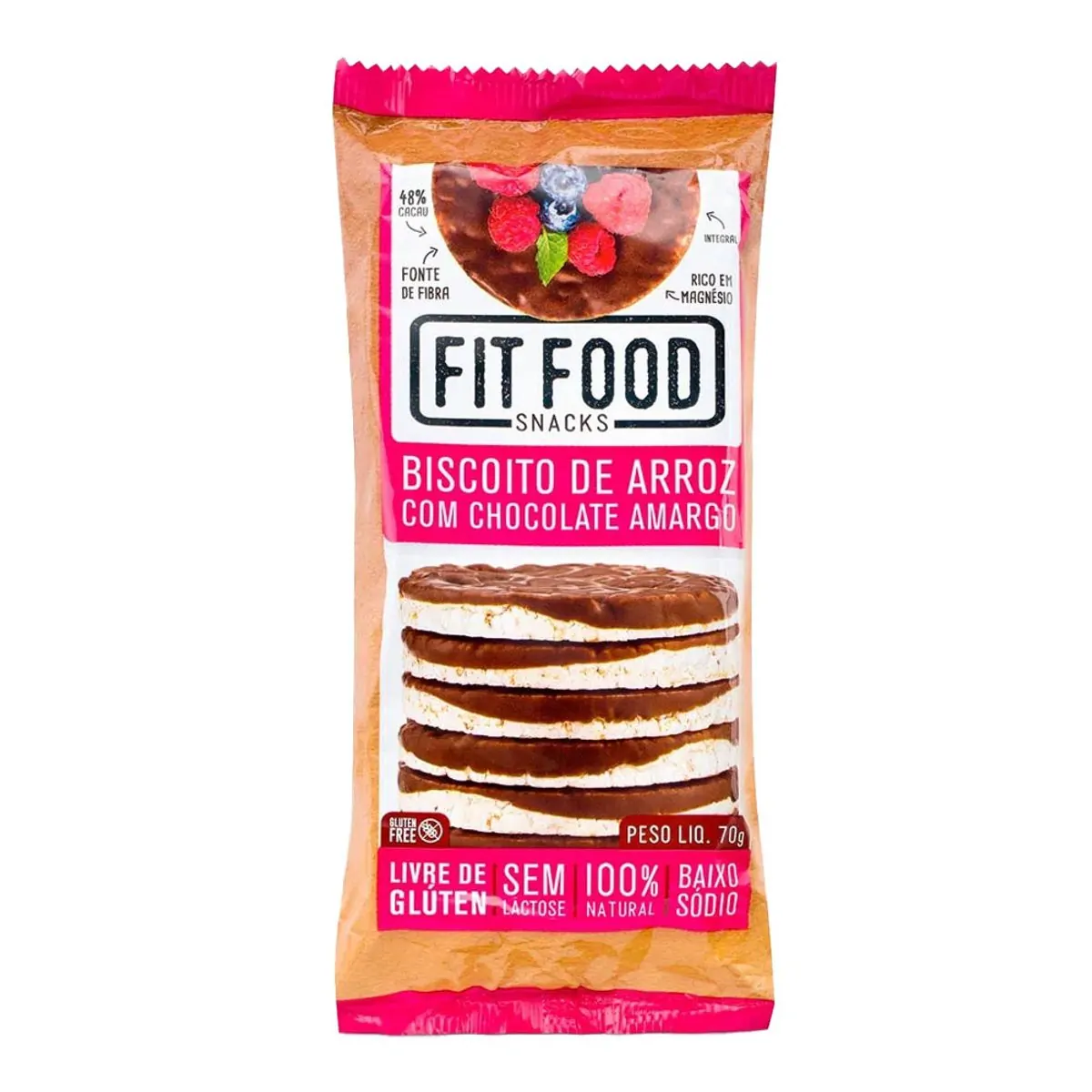Biscoito de Arroz com Chocolate Amargo - Fit Food 70g