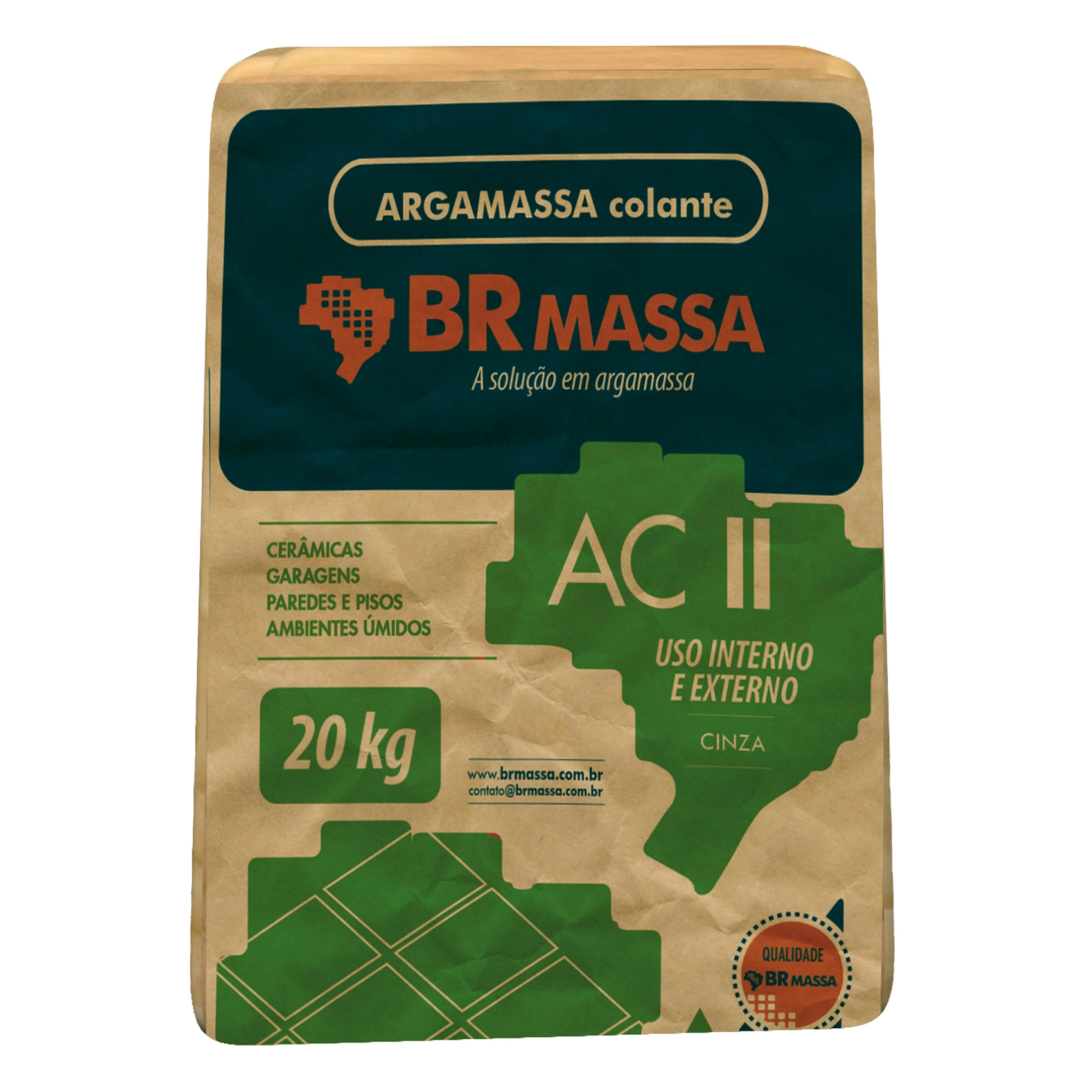 Argamassa ACII Interno e Externo 20kg Cinza BR Massa