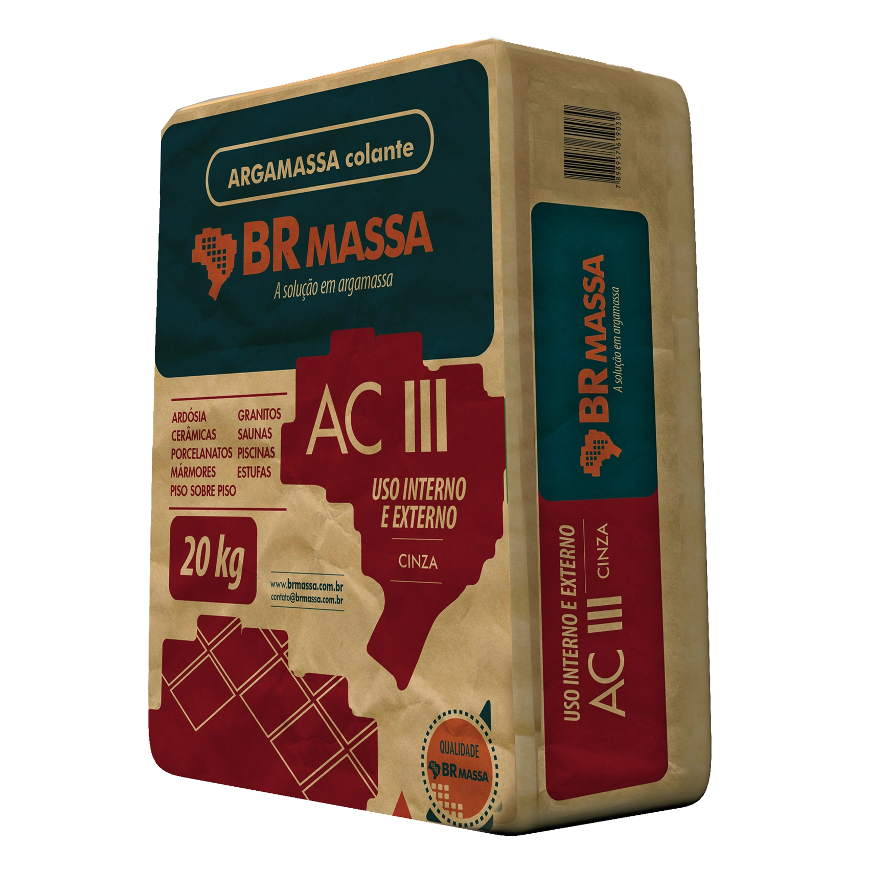 Argamassa ACIII Interno e Externo 20kg Cinza BR Massa