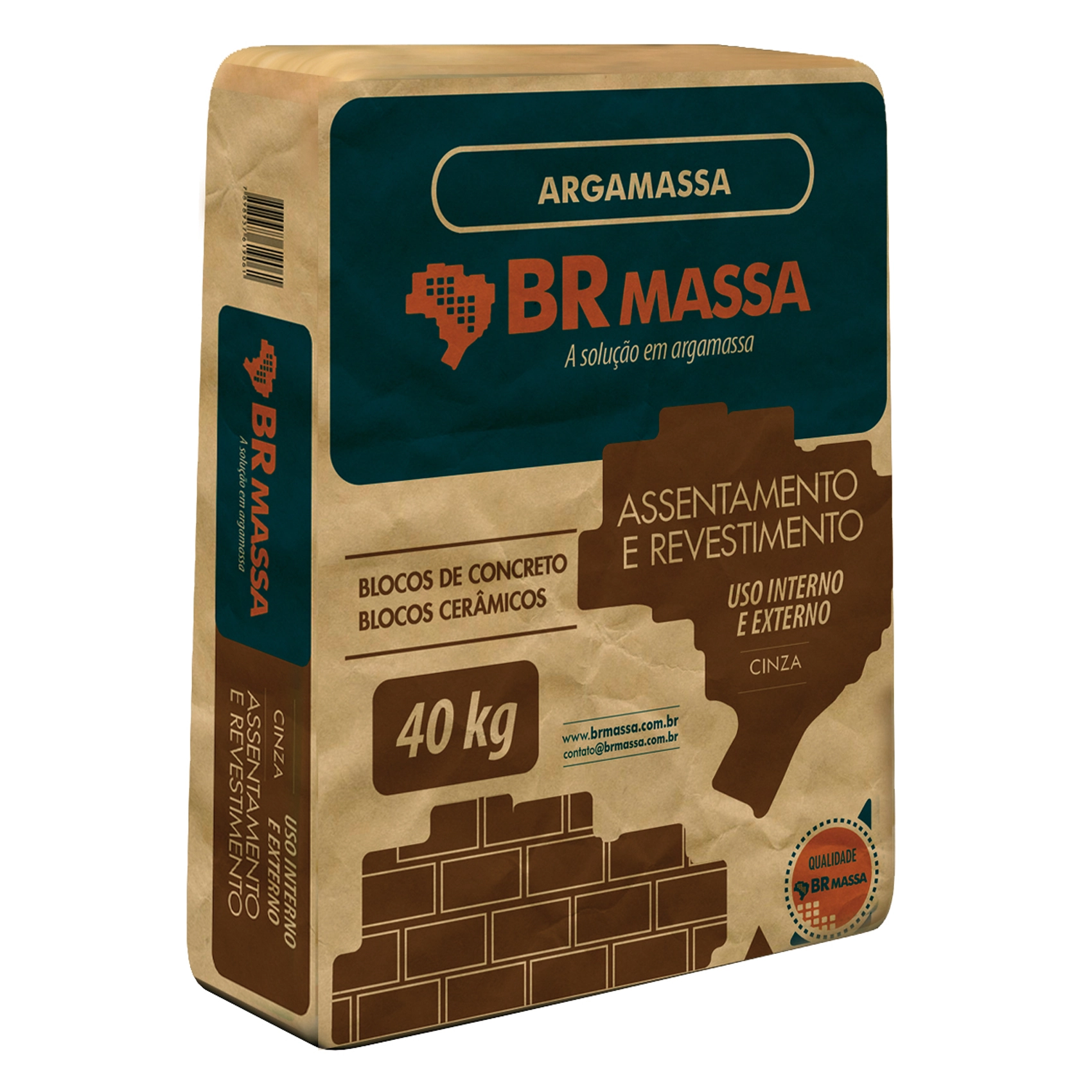Argamassa Massa Pronta Interno e Externo 40kg Cinza BR Massa