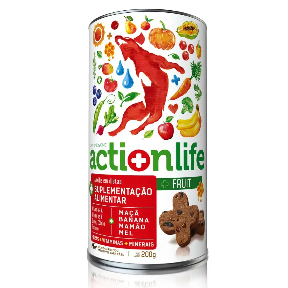 Mini Snack Action Life Spinpet Para Cães Fruit 200g