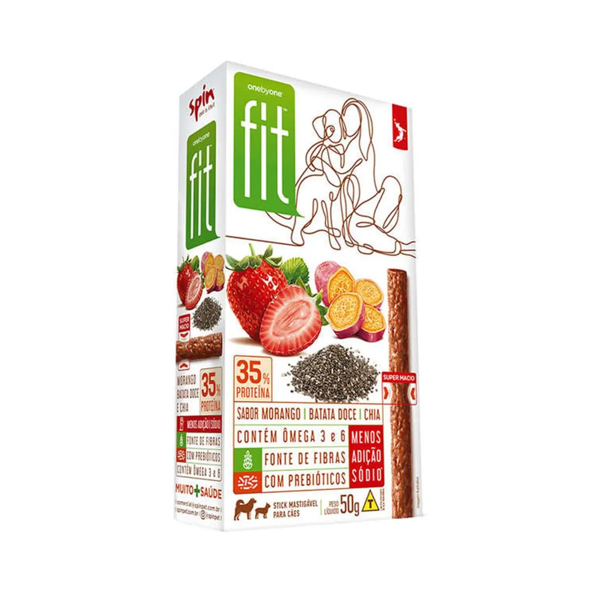 Spin Pet Stick Fit Morangobatata Docechia 50g