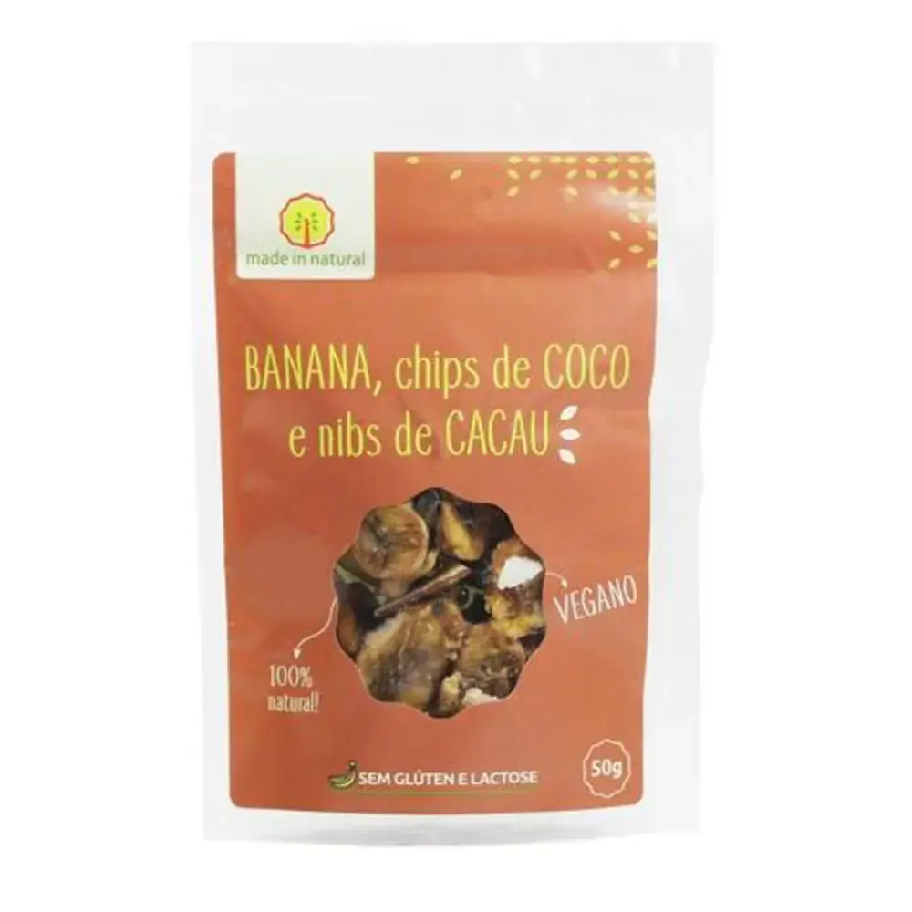 Banana, Chips De Coco E Nibs De Cacau 55g Made In Natural Alimentos