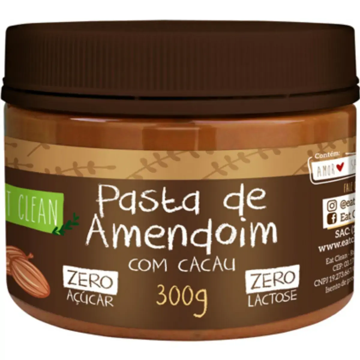 Pasta de Amendoim com Cacau Zero EAT CLEAN 300g