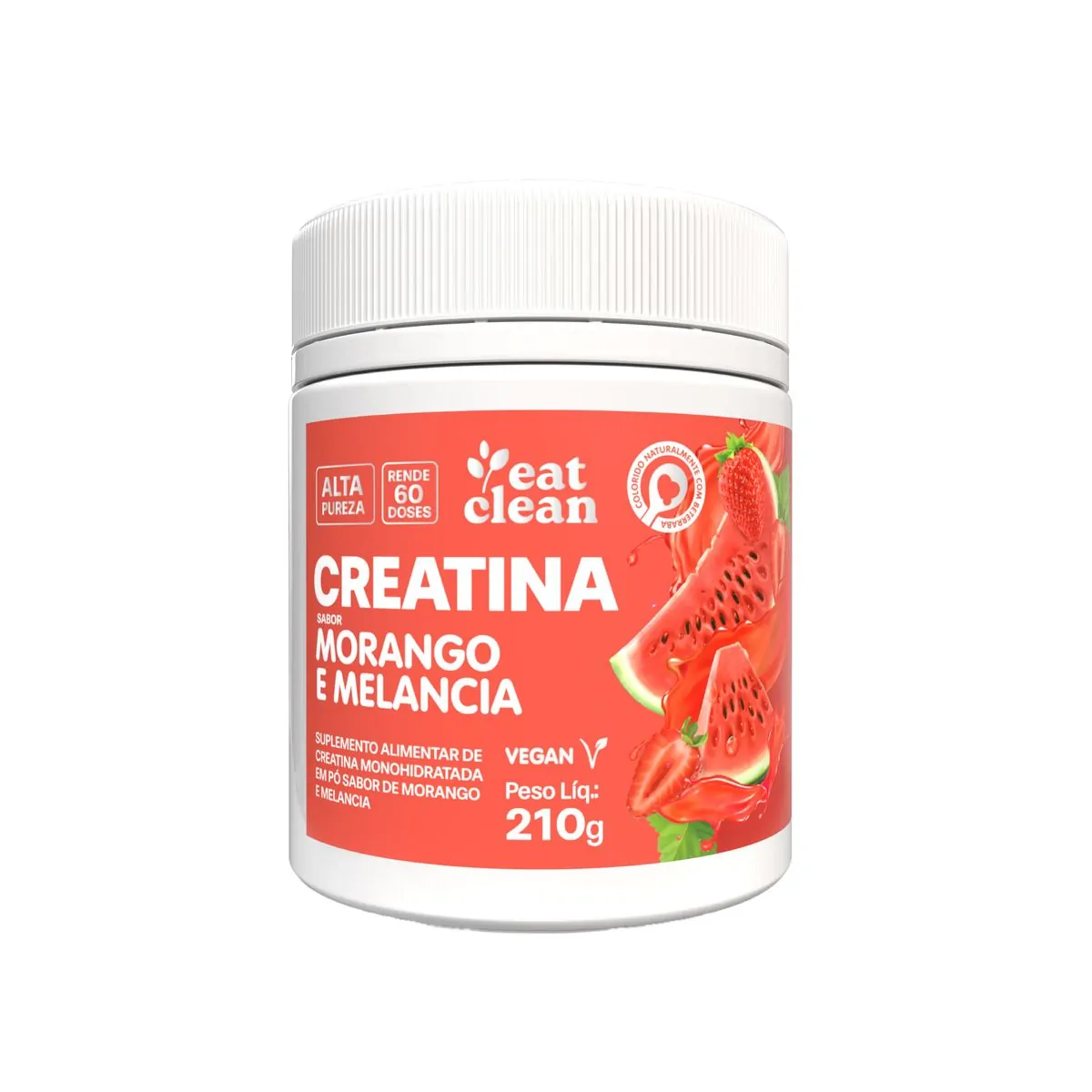 Creatina Monohidratada Sabor Morango e Melancia 210g - Creatina Saborizada - Morango e Melancia 210g