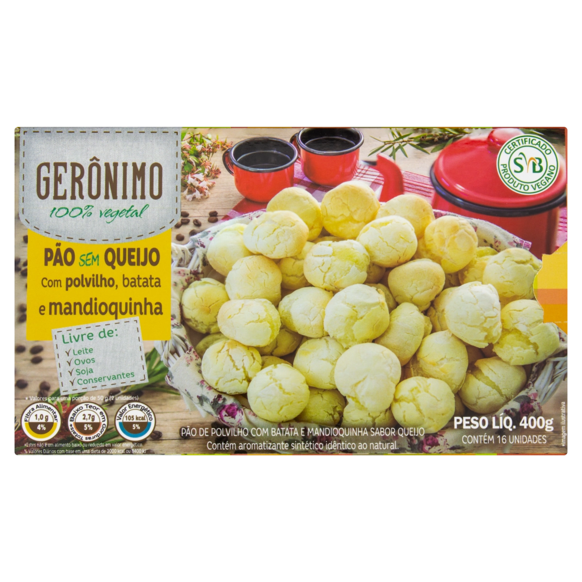 Pão Sem Queijo Congelado Com Polvilho, Batata E Mandioquinha Gerônimo Caixa 400g 16 Unidades