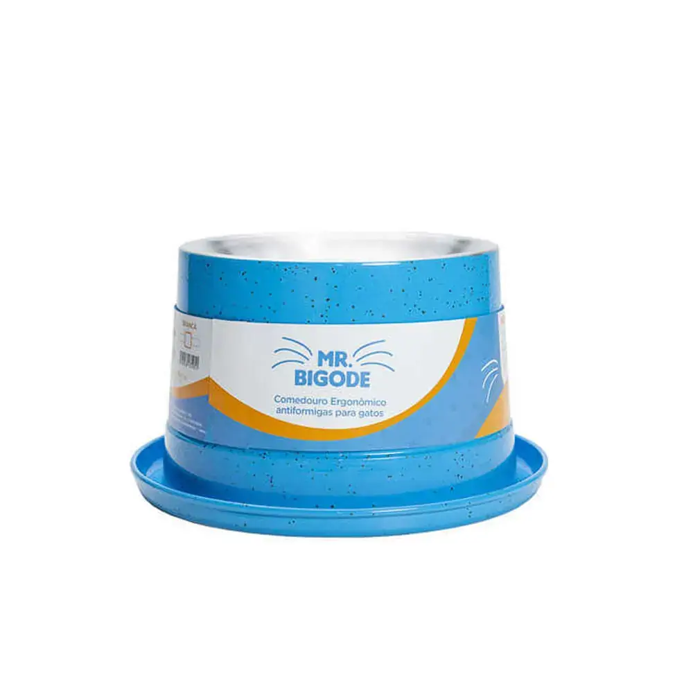 Mr Bigode Comedouro Gato 140ml Azul