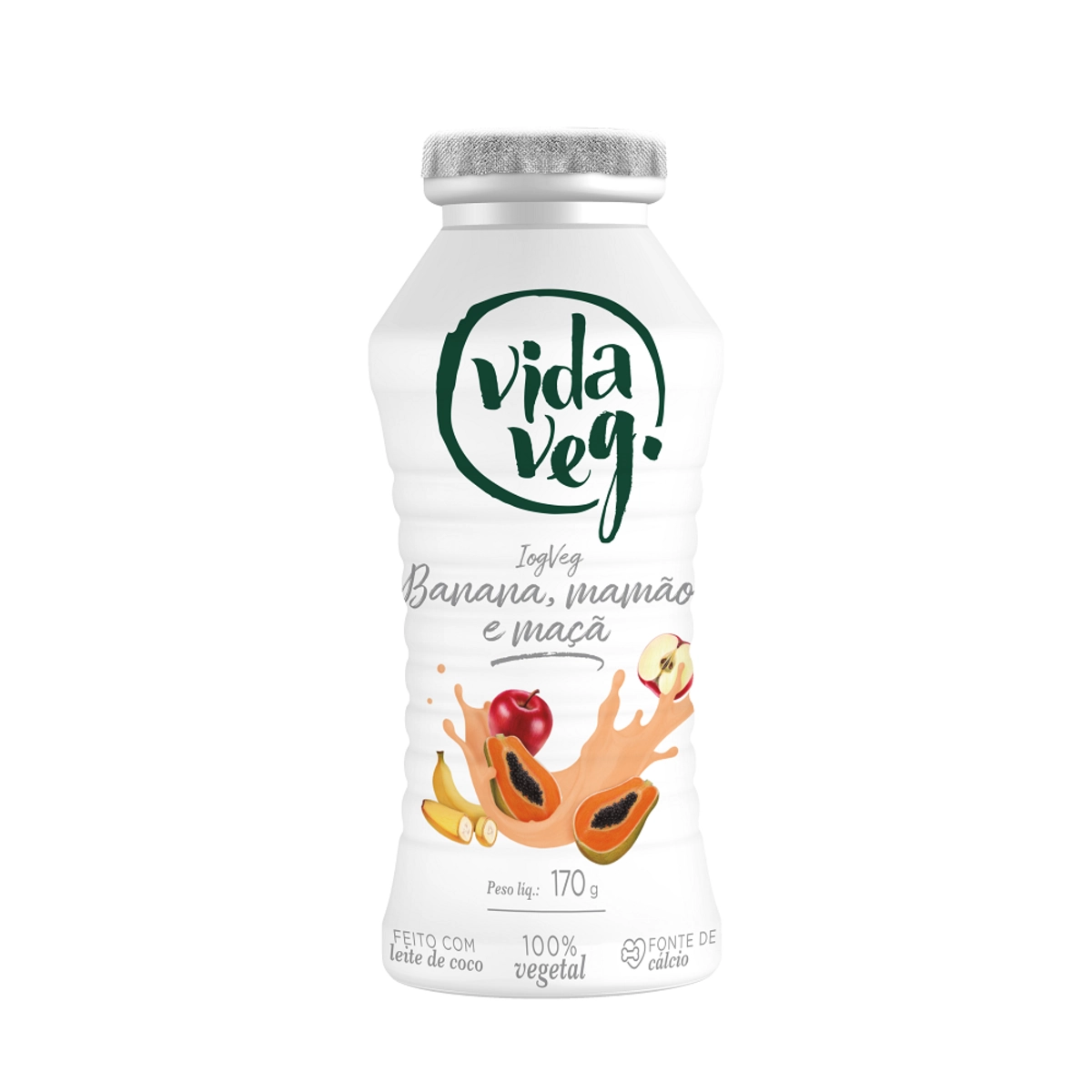 Iogurte Banana, Mamão e Maçã Vida Veg IogVeg Frasco 170g