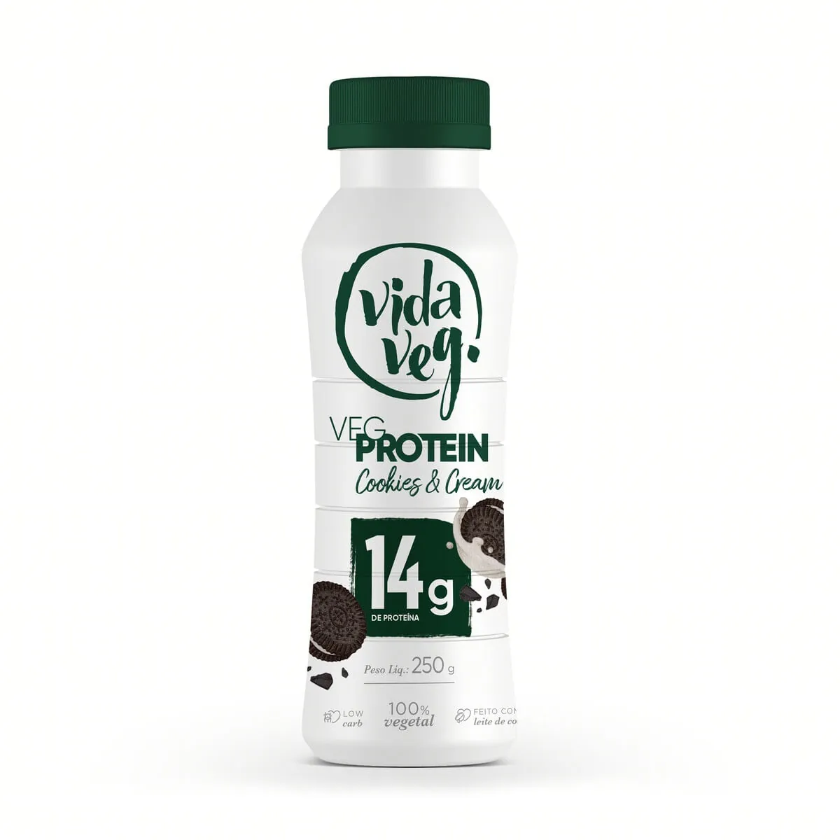 Iogurte Proteico Vegano 14g de Proteína Sabor Cookies &amp; Cream Vida Veg 250g