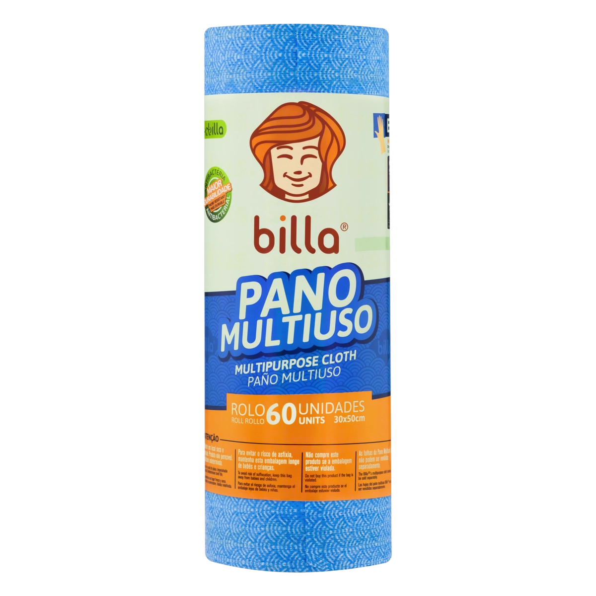 Pano Multiuso Em Rolo Azul Billa 60 Unidades