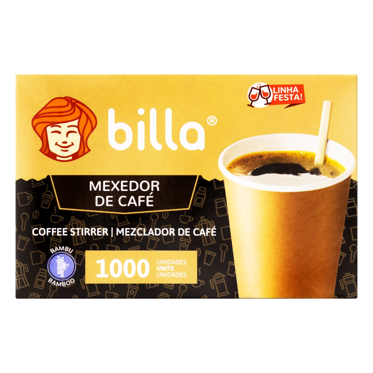 Mexedor Descartável De Café Bambu Billa Festa Caixa 1000 Unidades