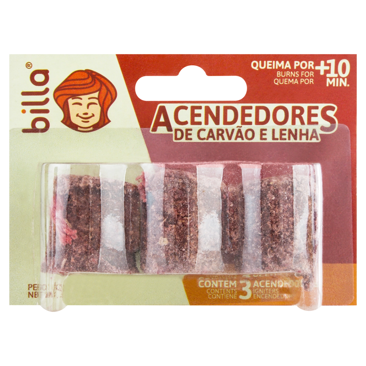 Acendedor Pastilha Para Carvão E Lenha Billa Blister 36g 3 Unidades