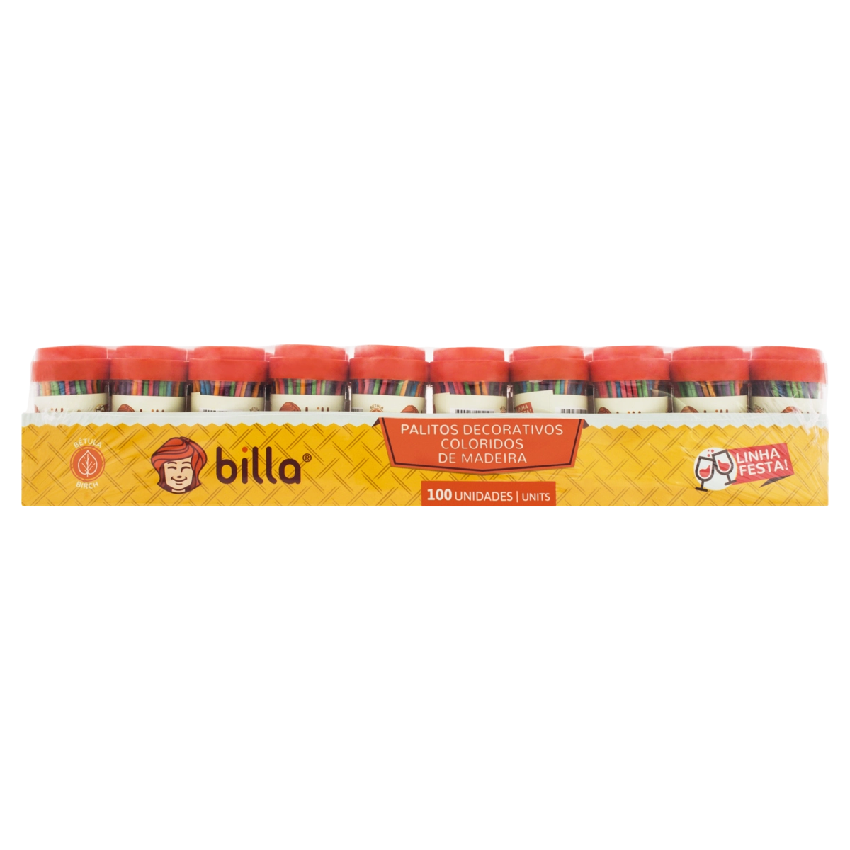 Pack Palito De Madeira Decorativo Billa Frasco 20 Unidades
