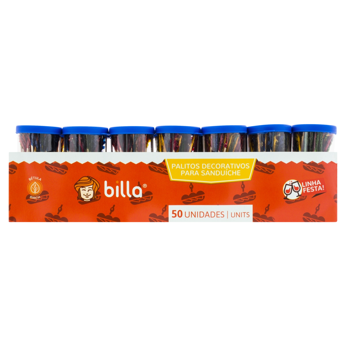 Pack Palito Decorativo Para Sanduíche Billa Frasco 14 Unidades