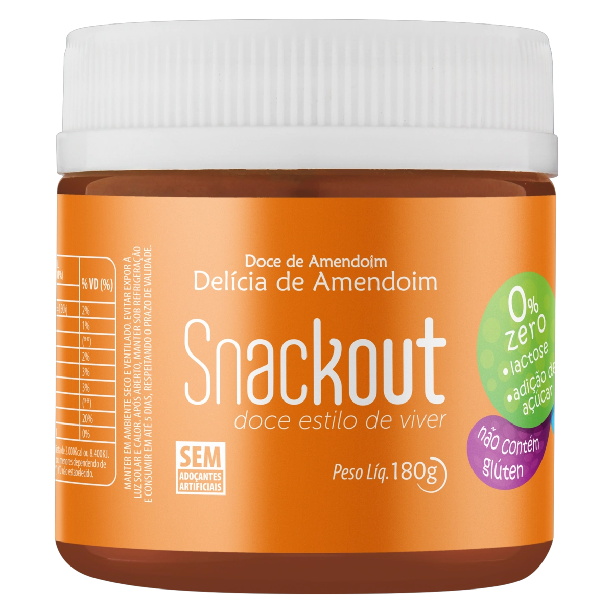 Doce Amendoim Zero Lactose Snackout Pote 180g