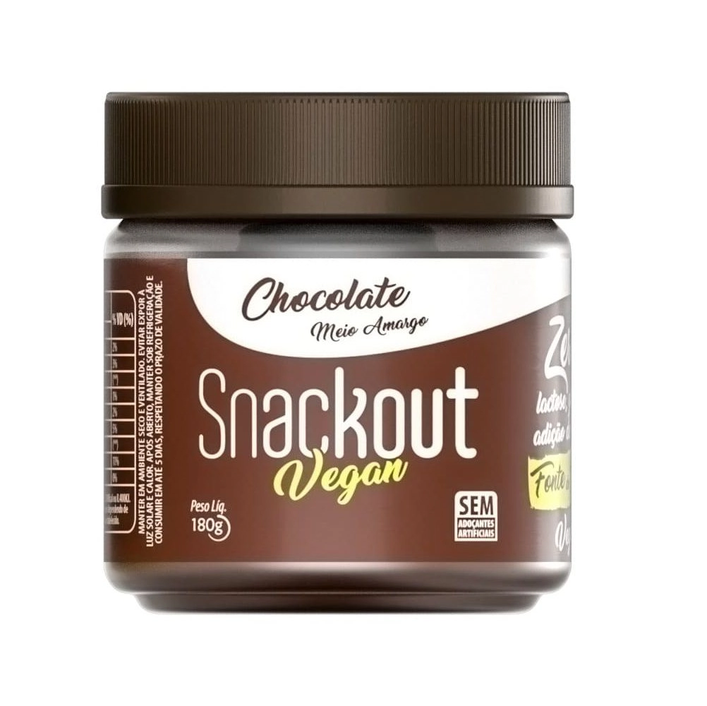 Chocolate Meio Amargo Zero Lactose Snackout Vegan Pote 180g