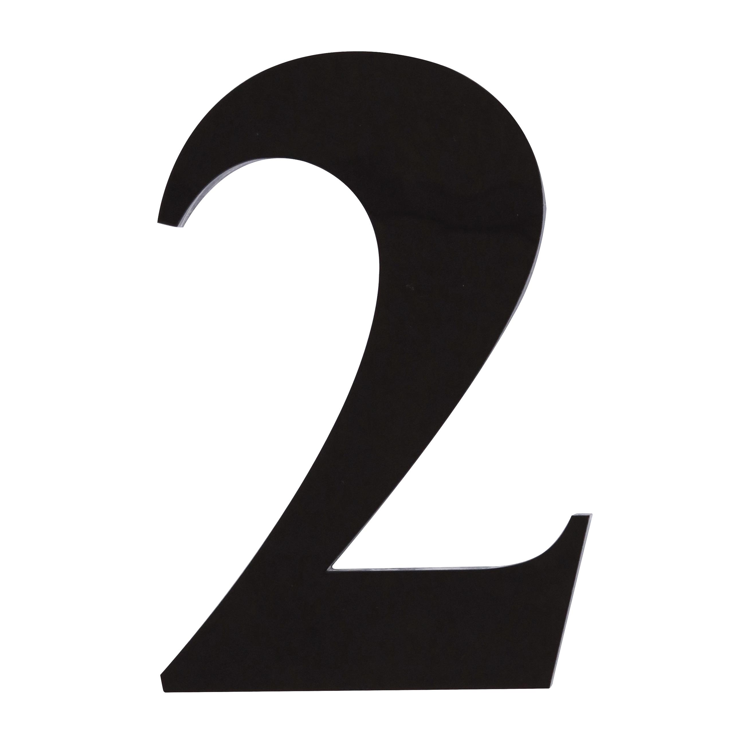 Número Casa "2" 14,5cm Adesivo Acrílico Preto