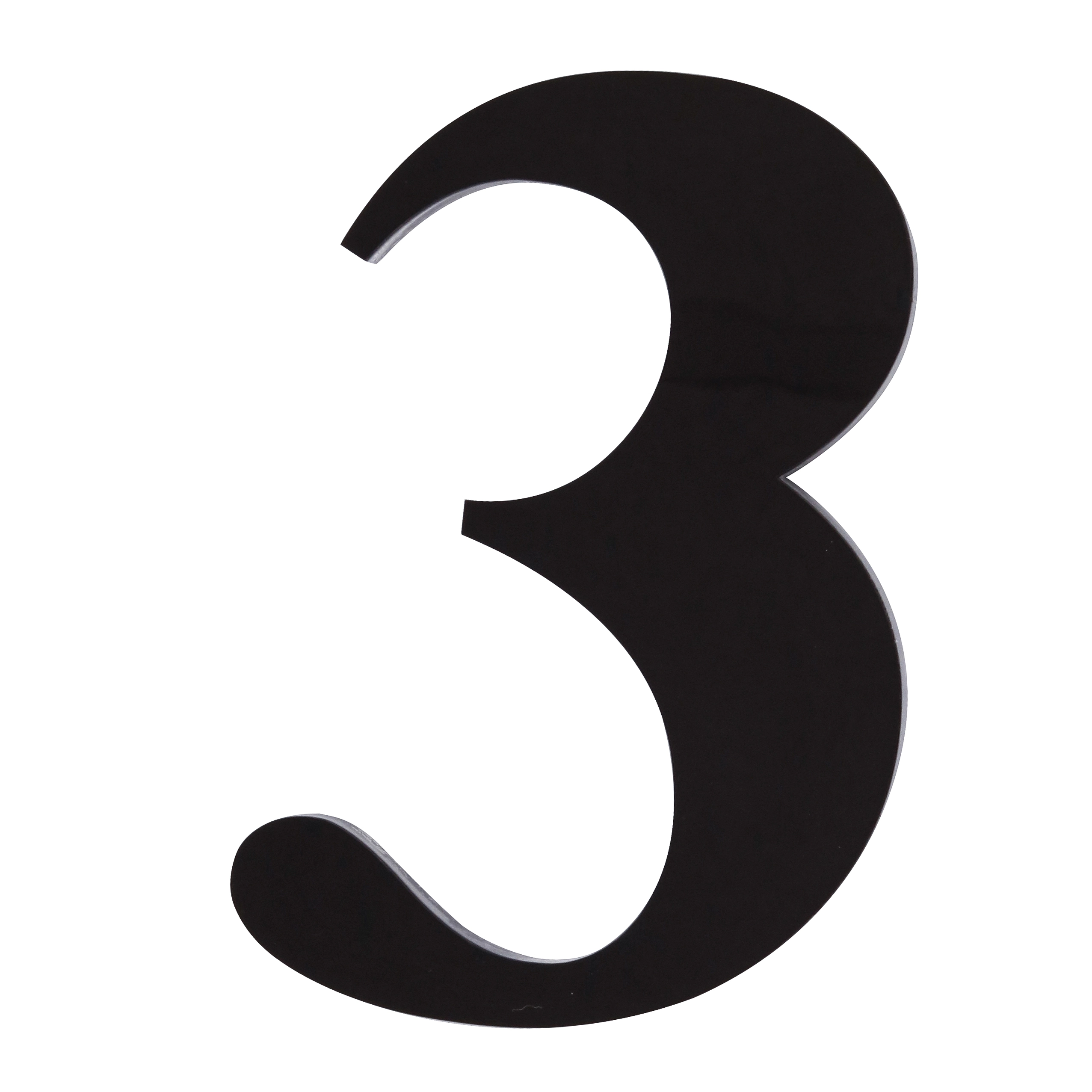 Número Casa "3" 14,5cm Adesivo Acrílico Preto