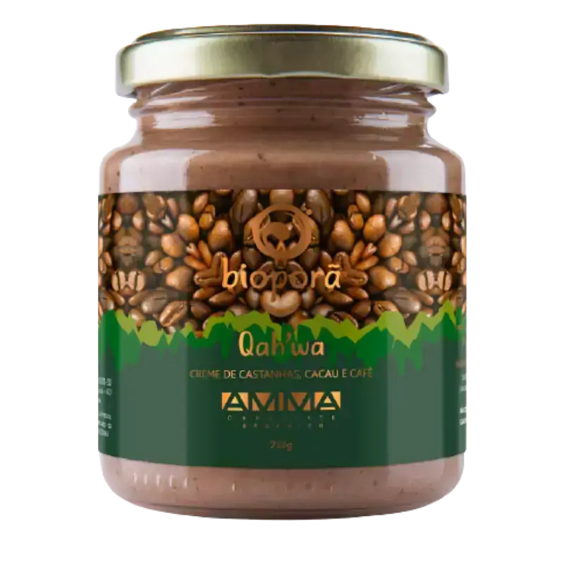 Qah'wa Pasta de Castanhas, Cacau e Café Vegana Bioporã 210g
