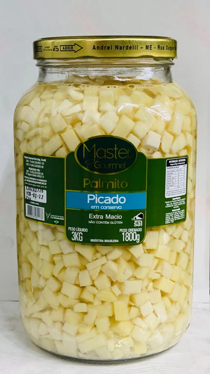 Palmito Master Gourmet 1,8kg Pupunha Picado